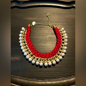 Red and Pearl statement necklace